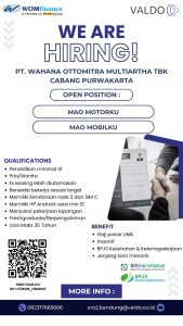 PT. Wahana Ottomitra Multiartha Tbk (WOM Finance) Cabang Purwakarta Membuka Peluang Karir Menarik!