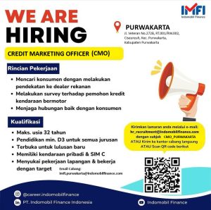 Lowongan Kerja Berbagai Posisi di Indomobil Finance Purwakarta, Terbuka bagi Lulusan SMA hingga D3