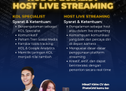 Lowongan Kerja Posisi KOL Specialist dan Host Live Streaming Penempatan Purwakarta