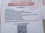 Lowongan Kerja Store Crew di Bazaar Matahari Subang