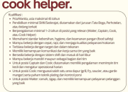 Lowongan Kerja – Waiter, Captain, Cook, Cook Helper Penempatan Bandung