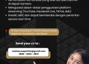 Lowongan KerjaHost Live Streaming Maha Nusa Enterprises! Penempatan Purwakarta