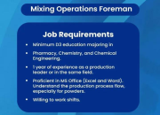 Lowongan Kerja Mixing Operations Foreman di Eka Jaya Group, Tangerang