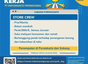 Lowongan Kerja Store Crew di Indomaret Group, Purwakarta & Subang