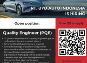 Lowongan Kerja Quality Engineer (PQE) di PT BYD Auto Indonesia, Subang