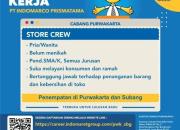 Lowongan Kerja Store Crew di PT Indomarco Prismatama (Indomaret Group), Purwakarta & Subang