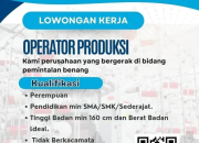 Lowongan Kerja Operator Produksi di Purwakarta untuk Wanita