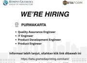 Loker Engineer Terbaru di Kompas Gramedia Group of Manufacture, Purwakarta