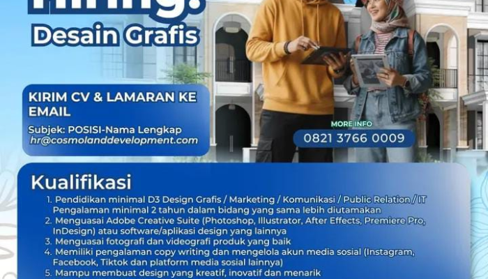 Lowongan Kerja Desain Grafis & Sales Properti Cosmo Land Development (Belle Vue Cosmo Villa) di Subang, Jawa Barat