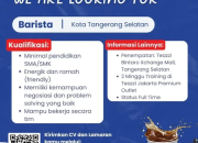 Loker Barista Teazzi Bintaro Xchange Mall Tangerang Selatan 2025 (Status Full Time)