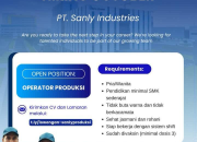 Loker Operator Produksi PT Sanly Industries di Cikarang Selatan, Bekasi – Minimal Lulusan SMK