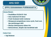 Lowongan Kerja Ahli Gizi Badan Gizi Nasional SPPG Sukamanah Purwakarta Terbaru 2025 (Gaji Bulanan & Disediakan Mess)