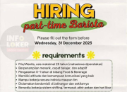 Lowongan Kerja Part-Time Barista titik.awal Kopitiam Jatinangor 2025