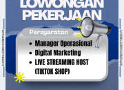 Lowongan Kerja Manager Operasional, Digital Marketing, & Live Host Gwenzo 2025