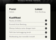 Lowongan Kerja Admin Monera Modest Fashion Kota Bandung Terbaru 2026