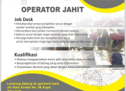 Lowongan Kerja Garmen 2026: Jadi Operator Jahit di Ashta Asiti, Daftar Sekarang!