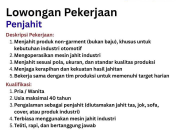 Lowongan Kerja Penjahit di PT Sigma Inti Presisi Terbaru 2026 – Cek Syaratnya!