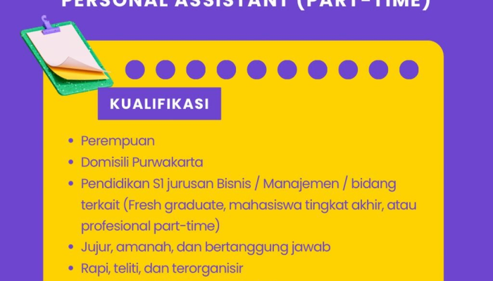 Lowongan Kerja Personal Assistant Part-Time di CV Sentral Dekorindo Purwakarta 2026