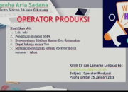 Lowongan Kerja PT Nugraha Aria Sadana Penempatan Cikarang