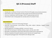 Lowongan Kerja QC 2 (Process) Staff di PT Niramas Utama (INACO) 2026