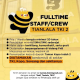 Lowongan Kerja Fulltime Staff/Crew Tianlala TKI 2 2026, Lulusan SMA/SMK sederajat.