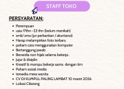 Lowongan Kerja Staff Toko Golden Team Cikarang Terbaru Maret 2026