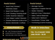 Lowongan Kerja Aroem Restaurant & Ballroom Maret 2026: Banyak Posisi Tersedia!