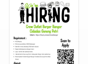 Lowongan Kerja Crew Outlet Burger Bangor Gunung Putri 2026: Minimal Lulusan SMA/Sederajat