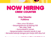 Lowongan Kerja Crew Counter Shake Shake In A Tub Metropolitan Mall 2026
