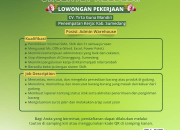 Lowongan Kerja Admin Warehouse & Staff Accounting CV. Tirta Guna Mandiri Terbaru 2026 untuk Lulusan SMA/SMK