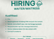 Lowongan Kerja Waiter/Waitress Salbeans Park Purwakarta Terbaru 2026
