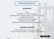 Lowongan Kerja PIC Admin & Operator Forklift PT Bina Cipta Abadi Terbaru 2026