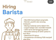 Lowongan Kerja Kitchen Staff & Barista di Titik Teduh Terbaru 2026